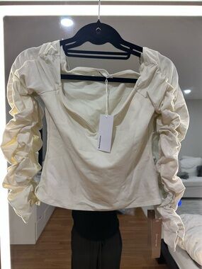 Reformation Off-White Aloura Knit Top-IVORY